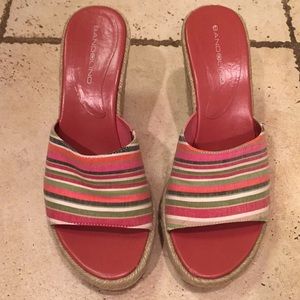 Multi color Striped wedge sandals
